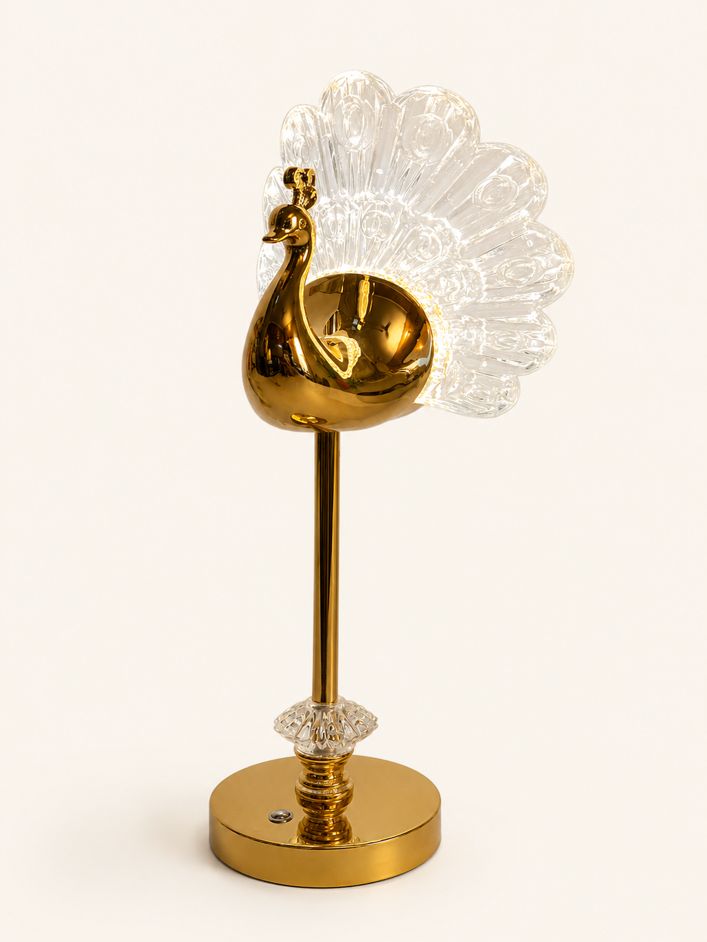 Modern Crystal Rechargeable Peacock Table Lamp