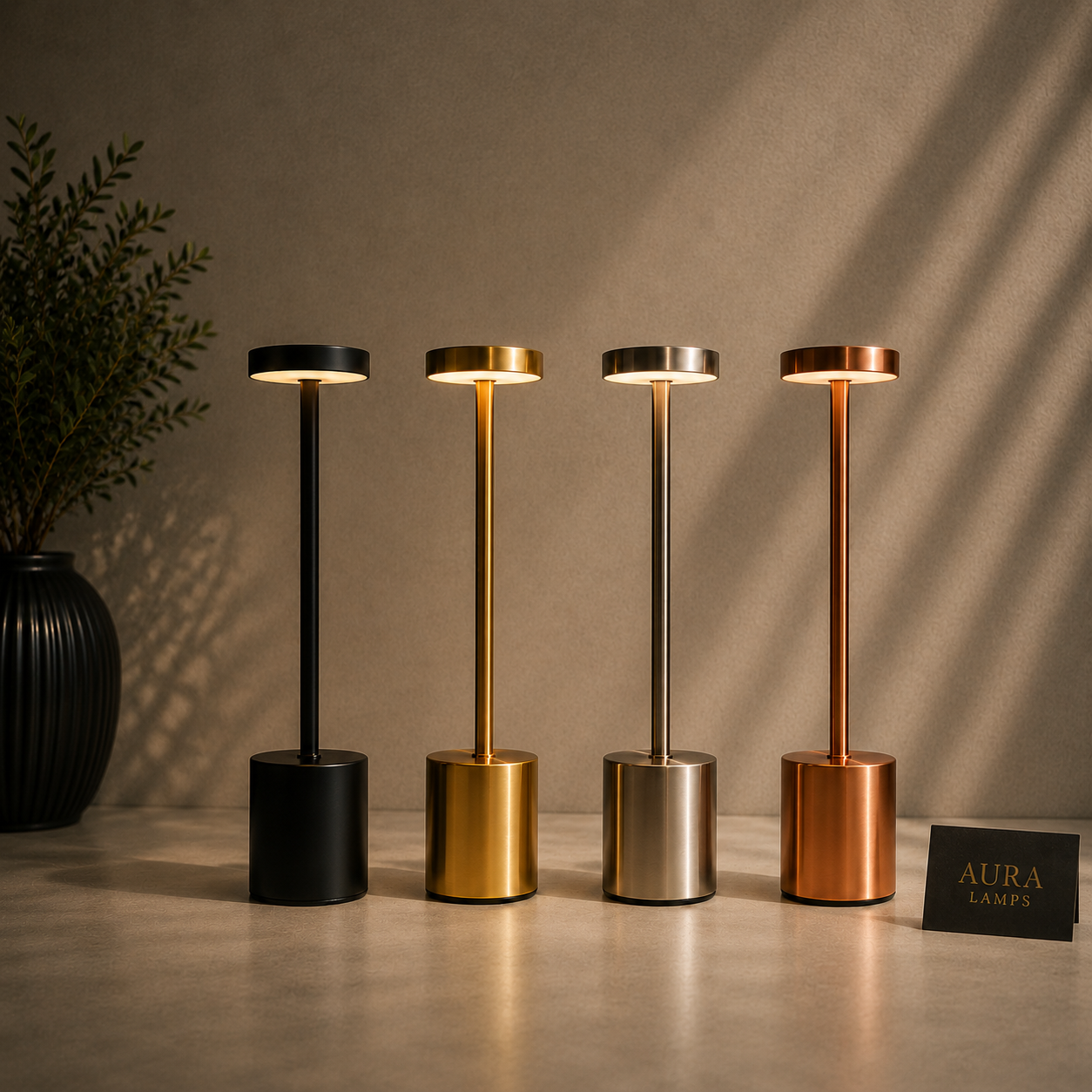 Rechargeable Touch LED Table Lamp – Modern Minimalist Metal Design, USB Powered, 3 Dimmable Modes