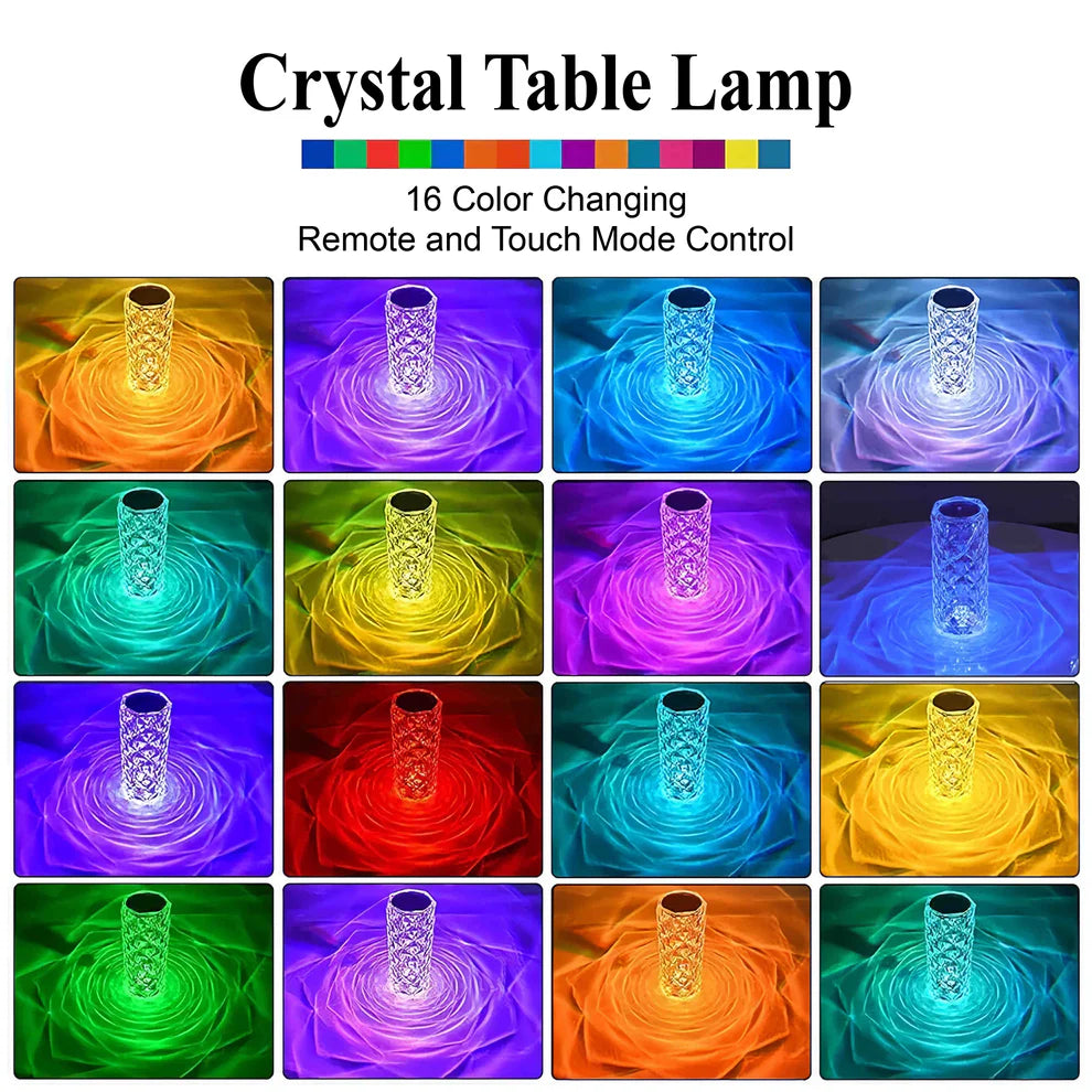 Aurora Crystal Lamp – 16 Color LED Touch & Remote Night Light