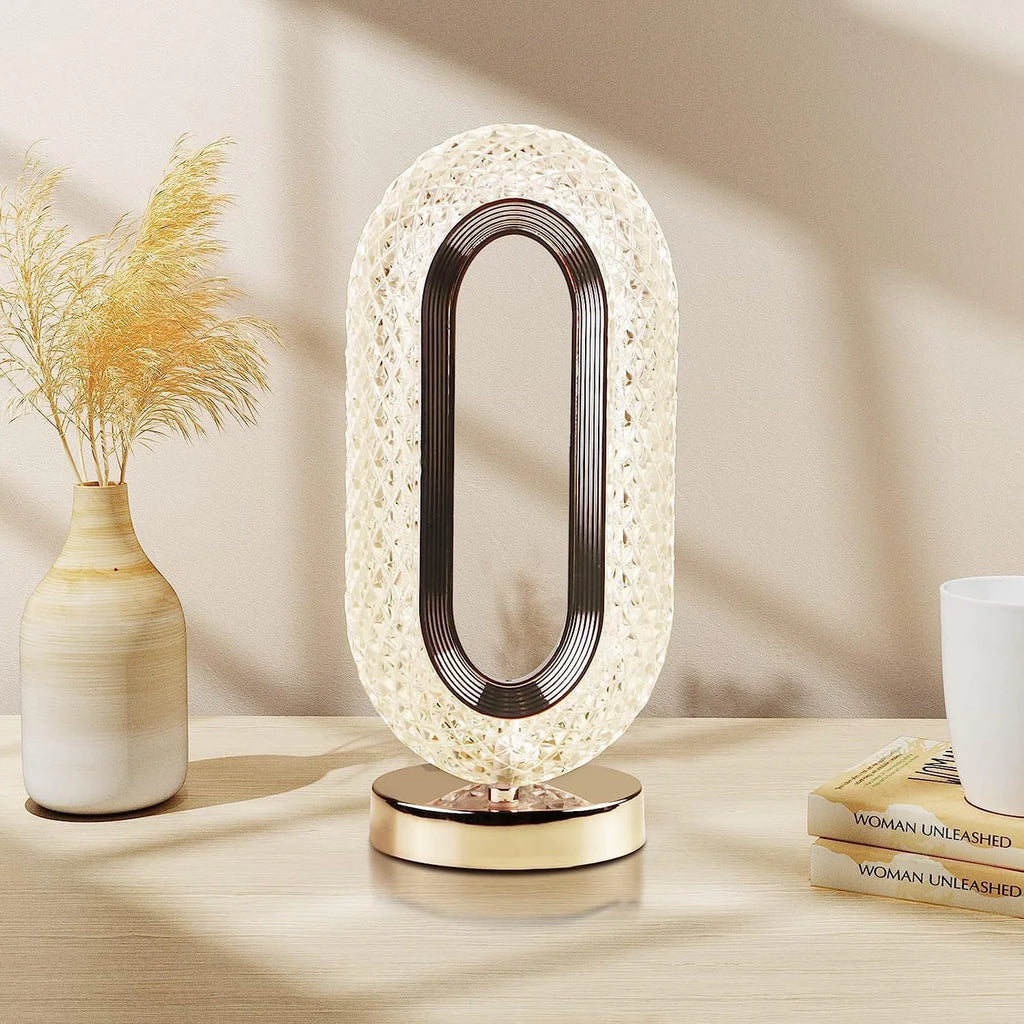 Crystal Elegance Lamp – Rechargeable, Dimmable, 3 Color Modes