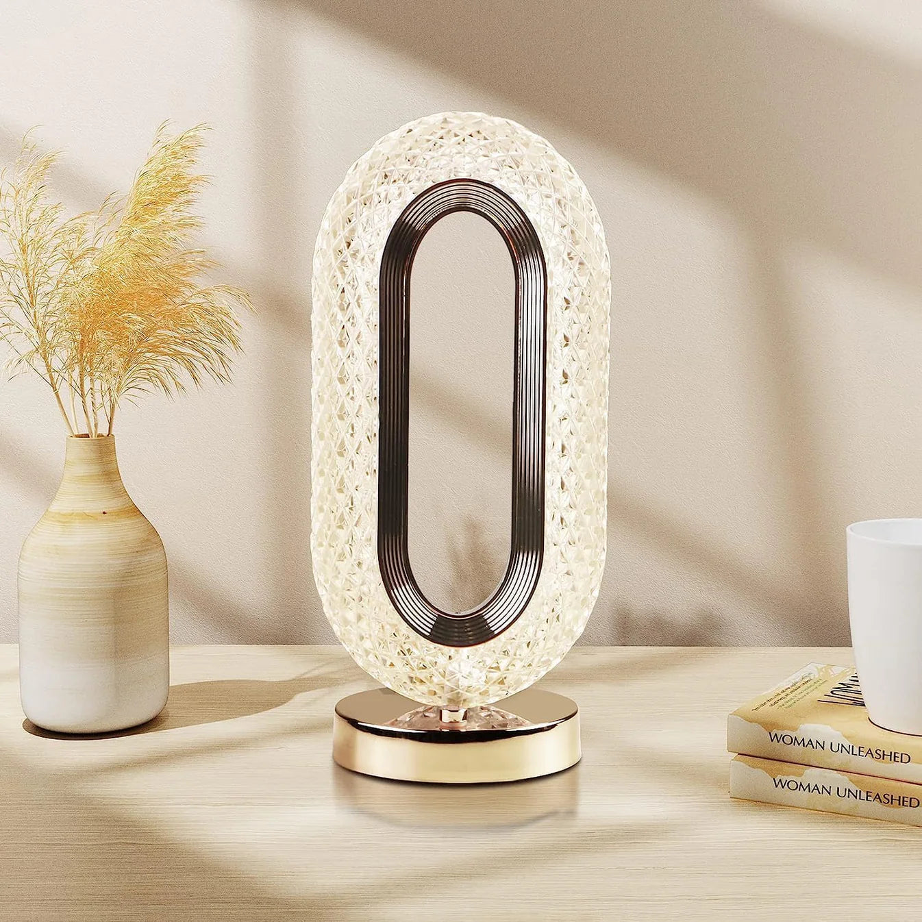 Crystal Elegance Lamp – Rechargeable, Dimmable, 3 Color Modes