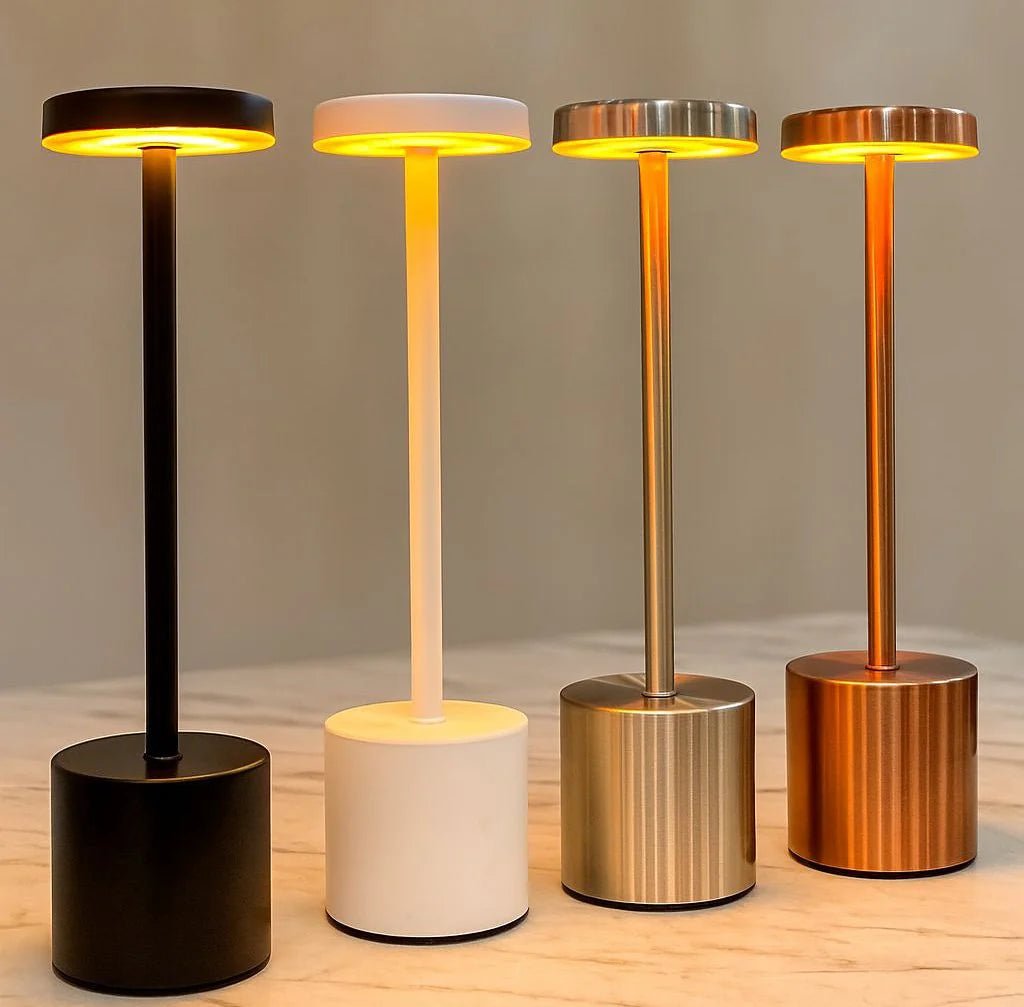 Rechargeable Touch LED Table Lamp – Modern Minimalist Metal Design, USB Powered, 3 Dimmable Modes