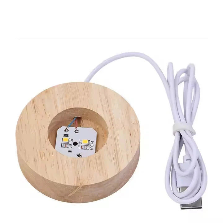 3D Crystal Ball Lamp – LED Night Light with Wooden Base
