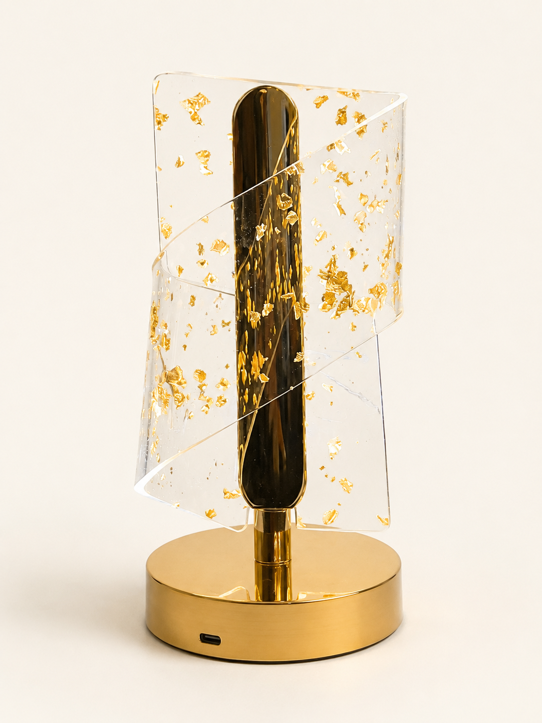 Luxury Gold Leaf LED Table Lamp (Spiral)