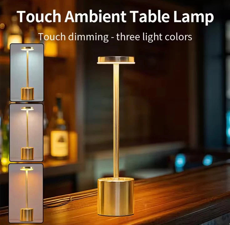 Rechargeable Touch LED Table Lamp – Modern Minimalist Metal Design, USB Powered, 3 Dimmable Modes