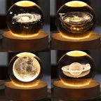 3D Crystal Ball Lamp – LED Night Light with Wooden Base