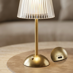 Luxury Cordless Rechargeable LED Table Lamp with Crystal Acrylic Shade