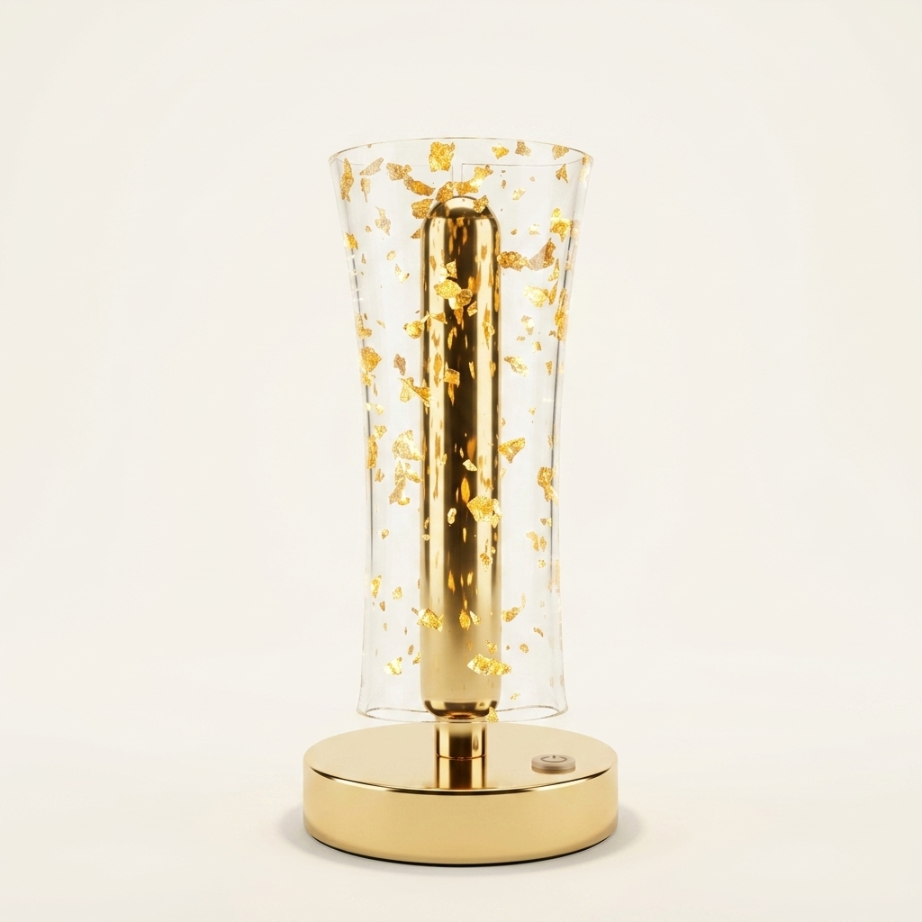 Modern Gold Foil Rechargeable Table Lamp – Decorative LED Accent Lamp