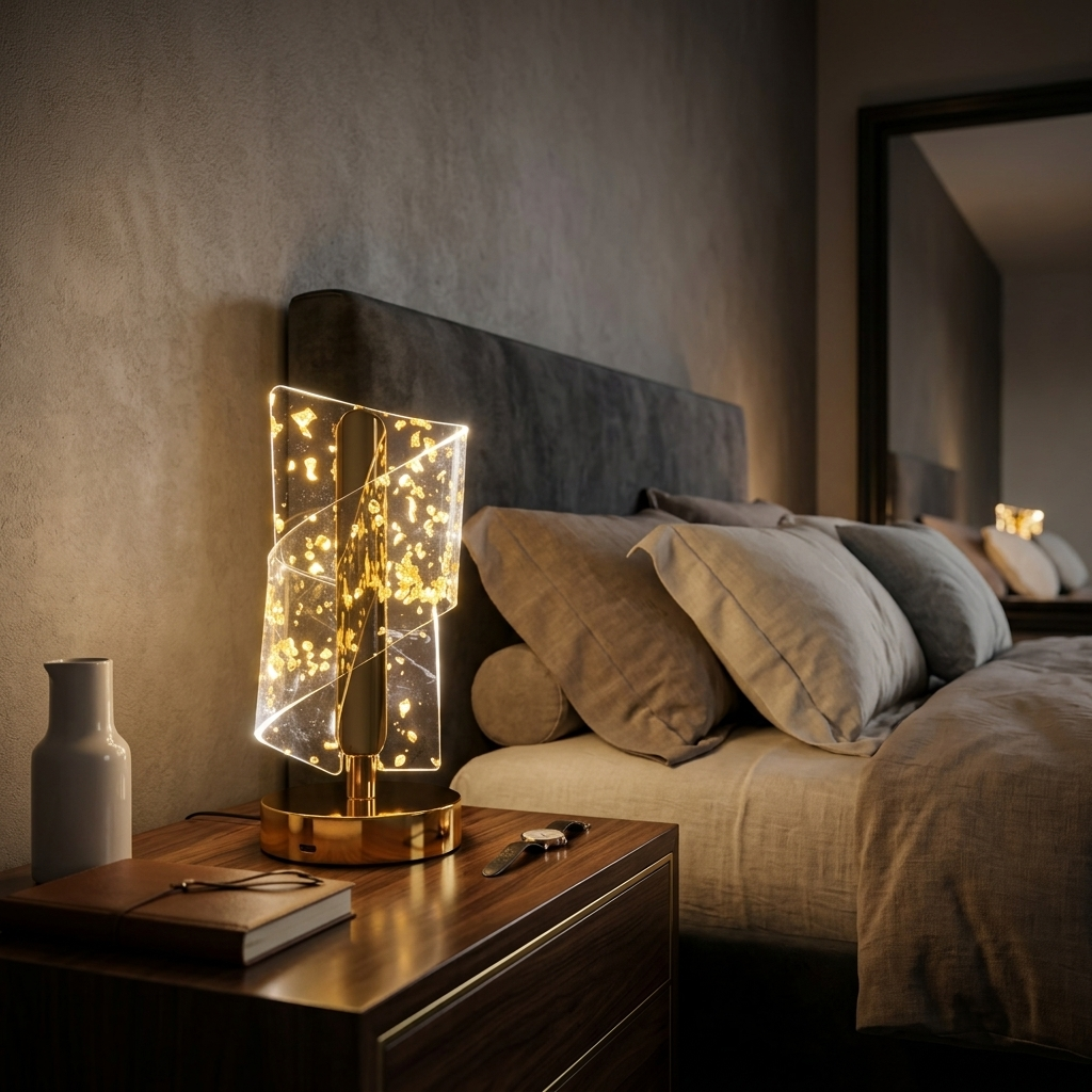 Luxury Gold Leaf LED Table Lamp (Spiral)