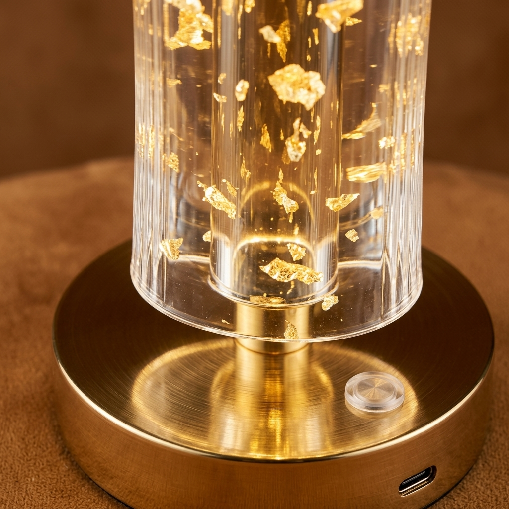 Modern Gold Foil Rechargeable Table Lamp – Decorative LED Accent Lamp