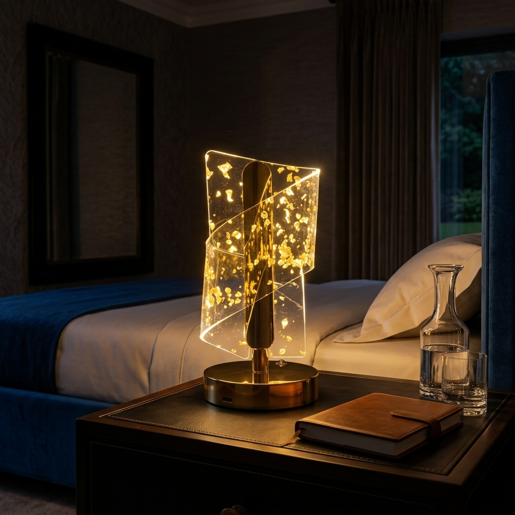 Luxury Gold Leaf LED Table Lamp (Spiral)