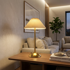 Luxury Minimalist Pleated Bedside Lamp with Gold Base