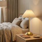 Luxury Minimalist Pleated Bedside Lamp with Gold Base