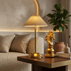Luxury Minimalist Pleated Bedside Lamp with Gold Base